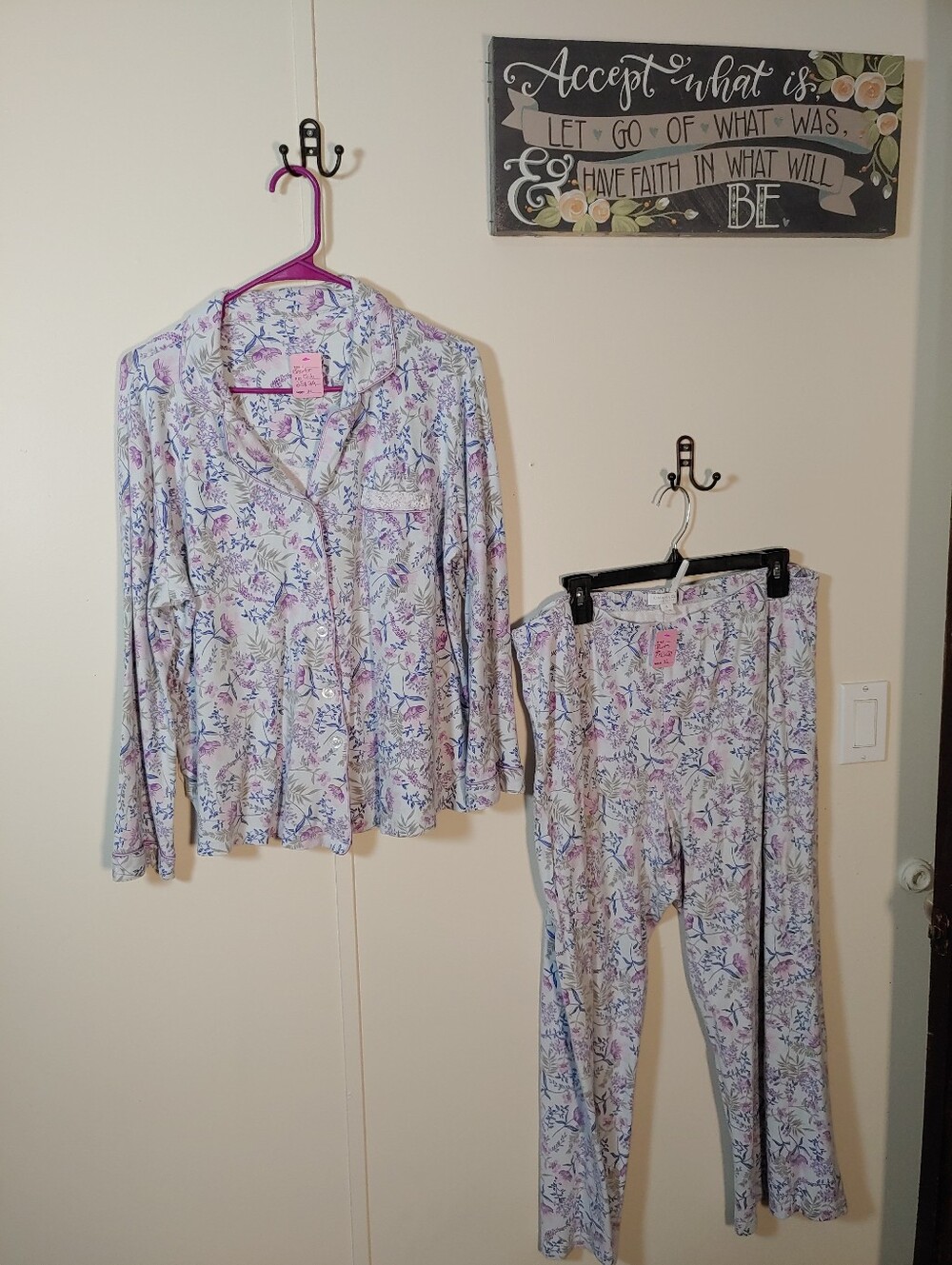 Charter Club XL Purple And Green Floral Print Short Sleeve Pajama Set